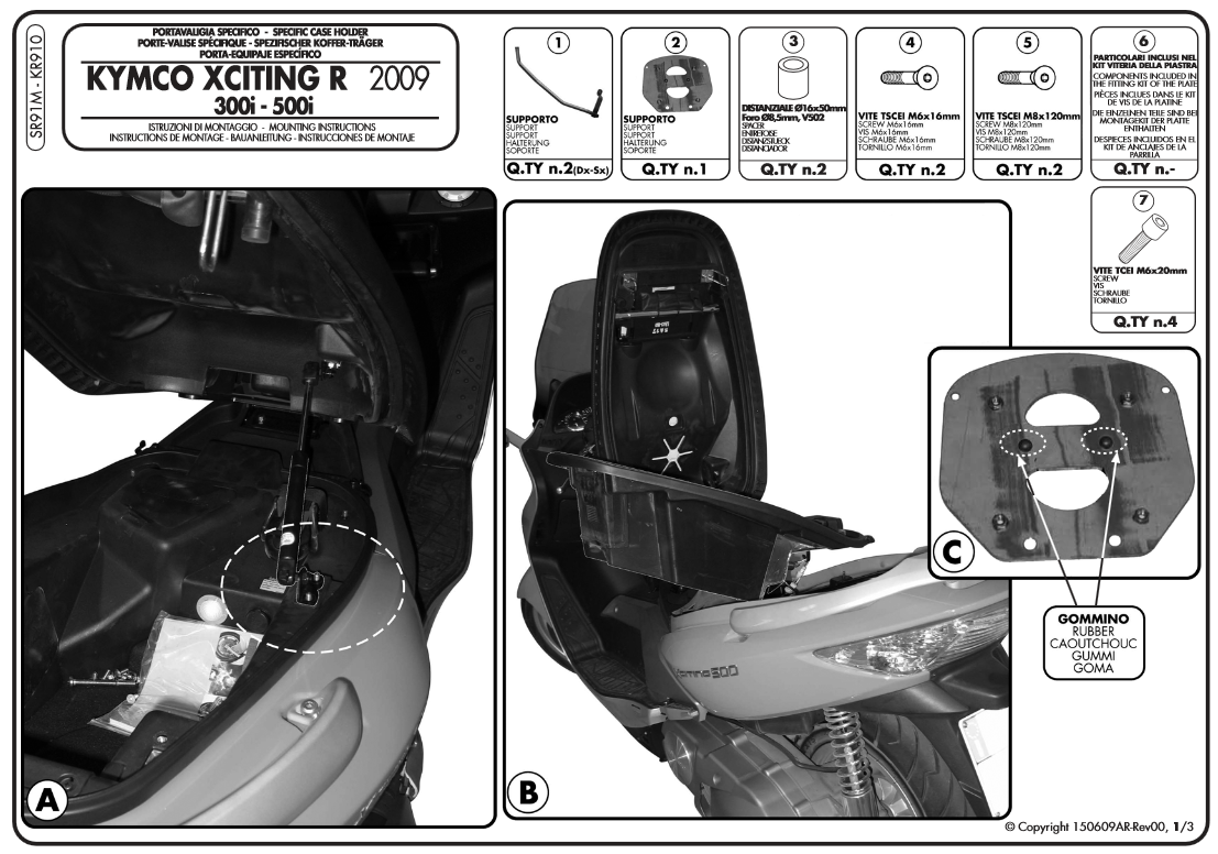 Kappa KR910 Stelaż Centr. Kymco Xciting R300I R500I (09 > 12)