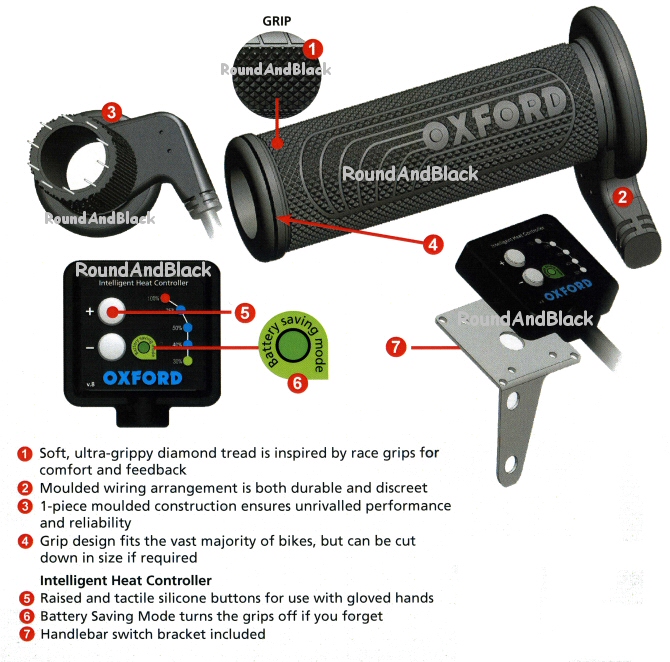 Nowy model! OXFORD manetki podgrzewane PREMIUM SPORTS do motocykla z panelem sterującym V8 do kierownicy 22mm