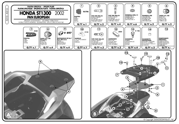 Kappa K215 Stelaż Centr. Honda Pan European St 1300 (02 > 12)