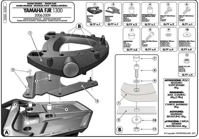 Stelaż Kappa K228 Yamaha Fjr 1300 06-15