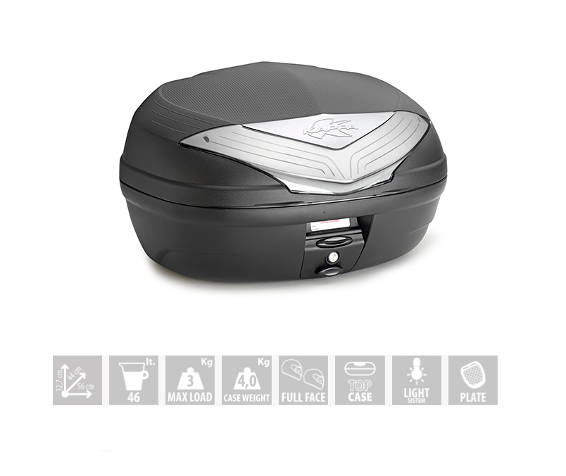 KAPPA K466NT KUFER CENTRALNY 46L MONOLOCK Z BIAŁYMI ODBLASKAMI