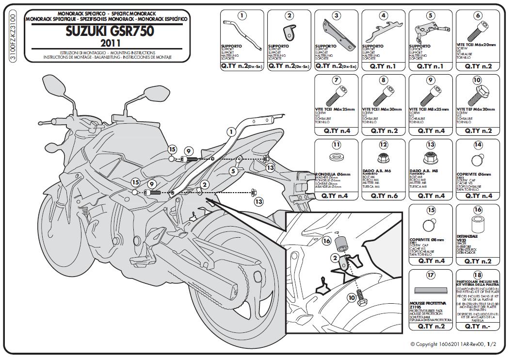 Kappa KZ3100 Stelaż centralny Suzuki Gsr 750 (11)