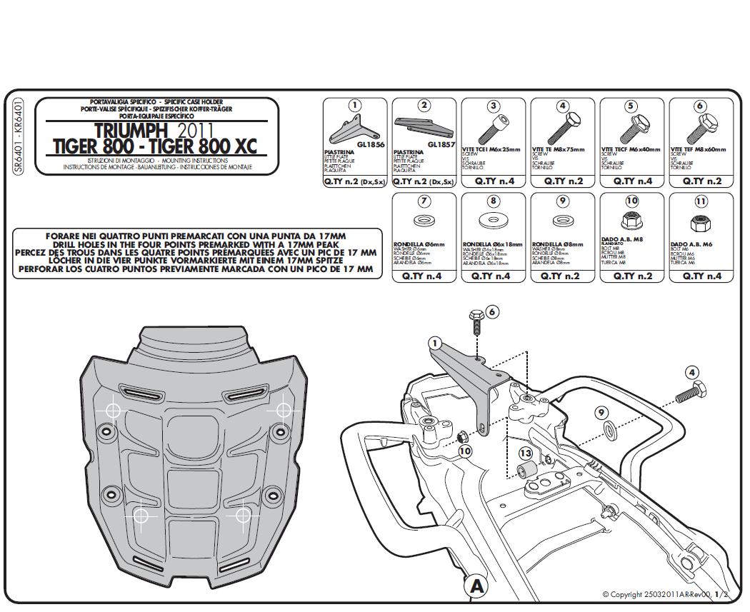GIVI SR6401 Mocowanie do MONOKEY TRIUMPH TIGER 800