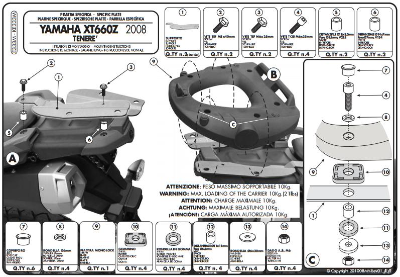 Kappa K333M Stelaż Yamaha XT660Z/Tenere 08-16