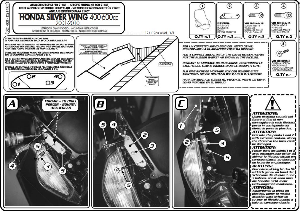 Kappa D214KIT Mocowanie Szyby Silver Wing 400/600