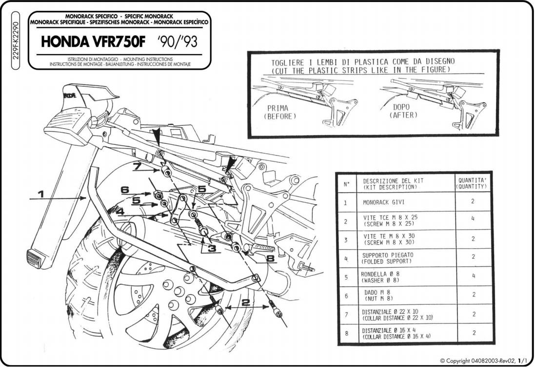 Kappa K2290 Stelaż centralny Honda Vfr 750F