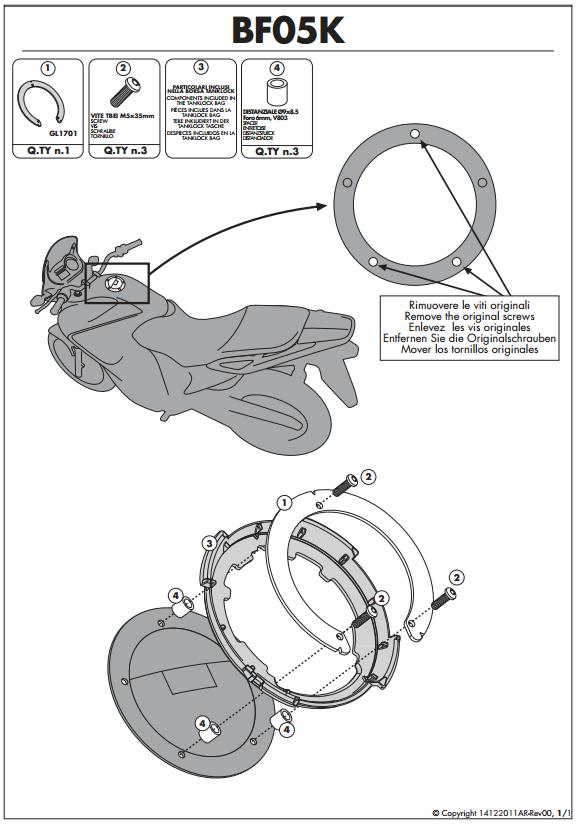 Kappa BF05K Pierścień mocujący tanklock Yamaha