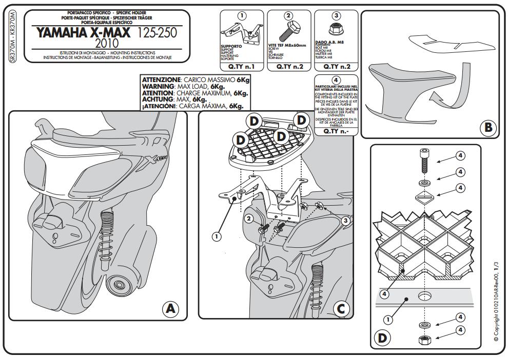 Kappa KR3700 Stelaż Yamaha X-MAX 125-250 (10-13)