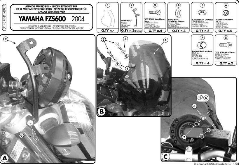 Kappa D140KIT Moc. Szyby Yamaha Fz 6 (Naked) (04-06)