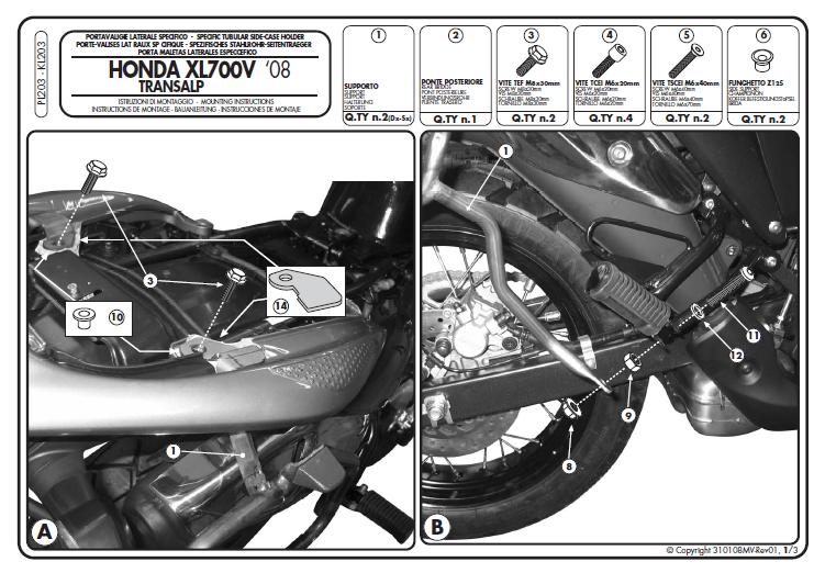 Kappa KL203 stelaż boczny Honda Xl 700V Transalp 08