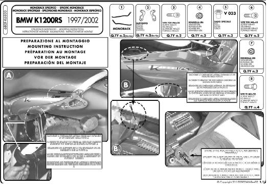 Stelaż pod kufer centralny Givi Monorack 680F (BMW K 1200 RS 00-04, 1200 GT 03-04)