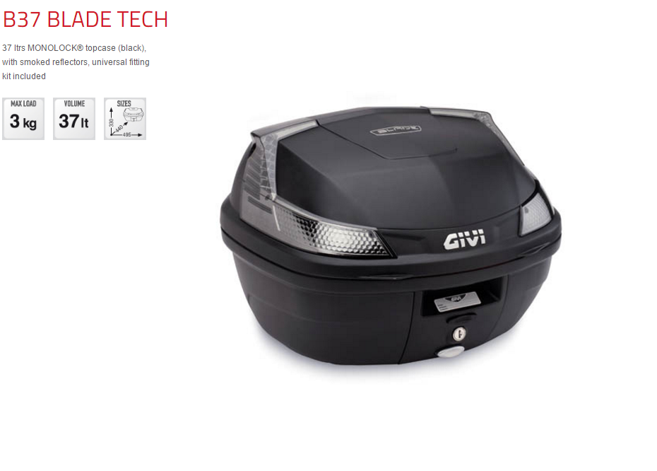 Kufer centralny Givi B37NT BLADE TECH Monolock - 37 Litrów
