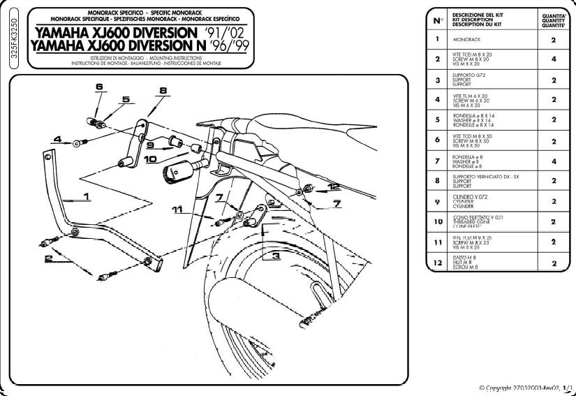 Kappa K3250 Stelaż Yamaha XJ 600 Diversion 91-03
