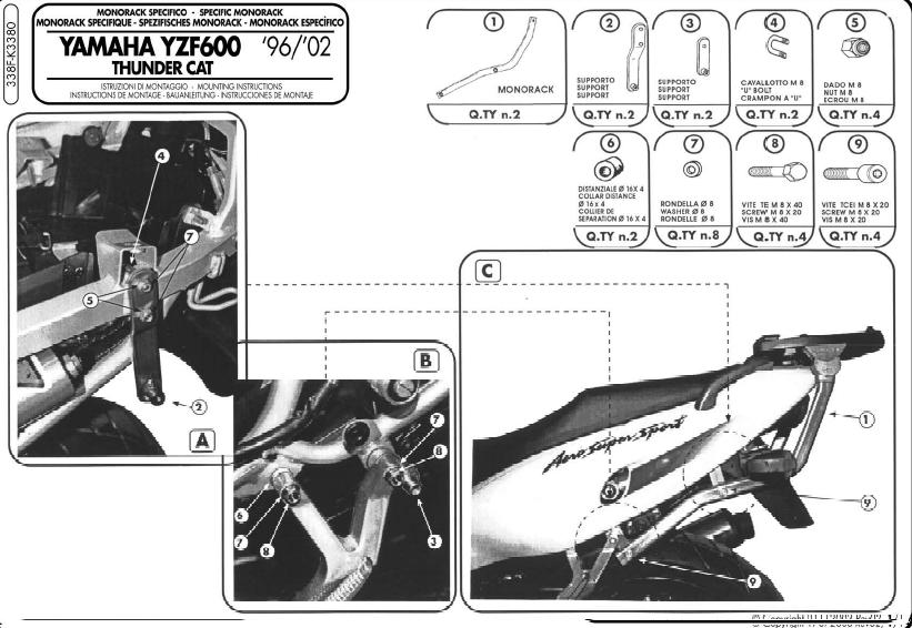 Kappa K3380 Stelaż Kufra Yamaha Yzf 600 Thunder (96-