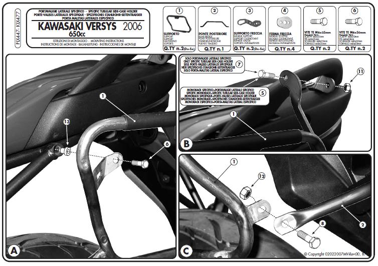 Kappa KLX447 Stelaż boczny Kawasaki Versys 650 (06 > 09