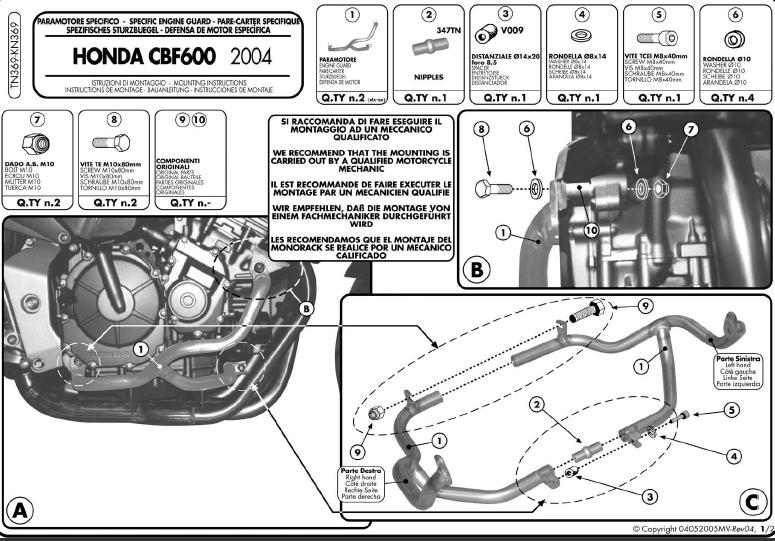 Kappa KN369 Gmole Honda Cbf 600S- Cbf 600N (04-07)