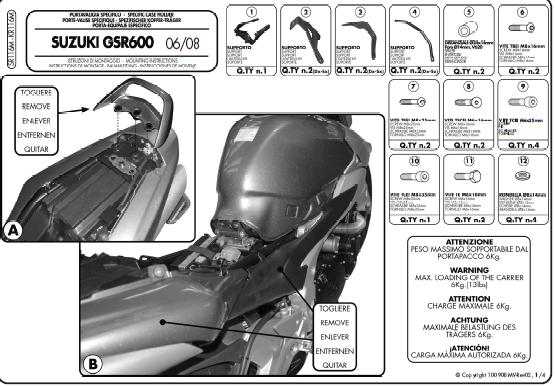 Kappa KR116M stelaż centralny monolock GSR 600