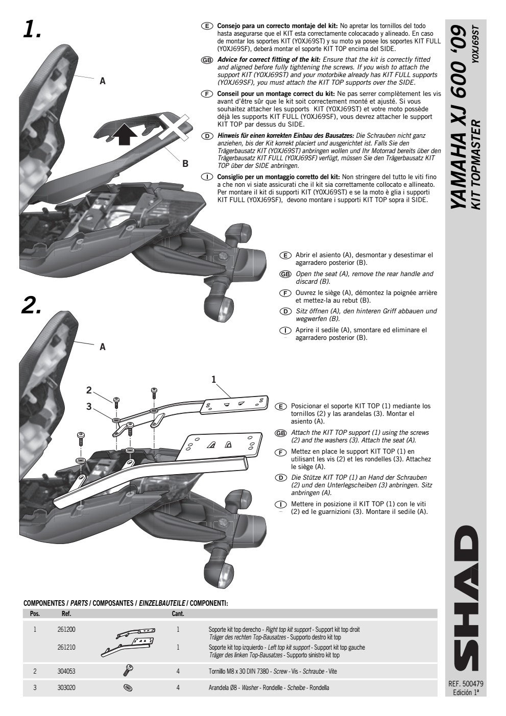 STELAŻ SHAD KSHY0XJ69ST YAMAHA DIVERSION XJ6 ABS - 09/16
