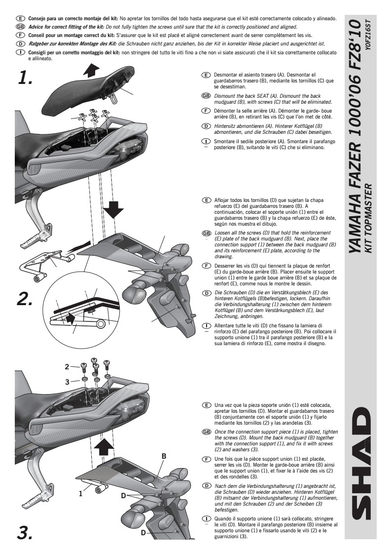 STELAŻ SHAD KSHY0FZ16ST YAMAHA FAZER 1000 - 06/15
