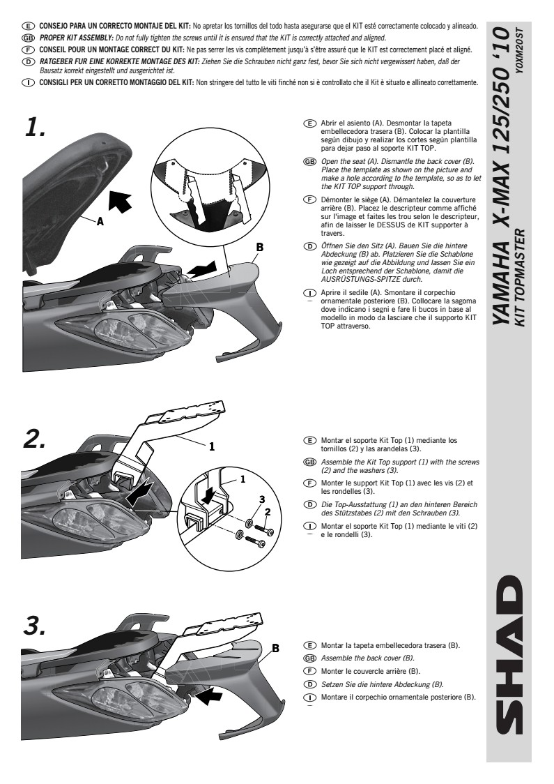 STELAŻ SHAD KSHY0XM20ST YAMAHA X-MAX 125 250 - 10/13