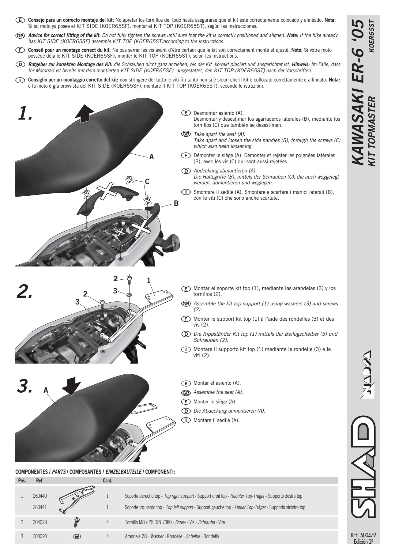 STELAŻ SHAD KSHK0ER65ST KAWASAKI ER6 N-F - 06/08