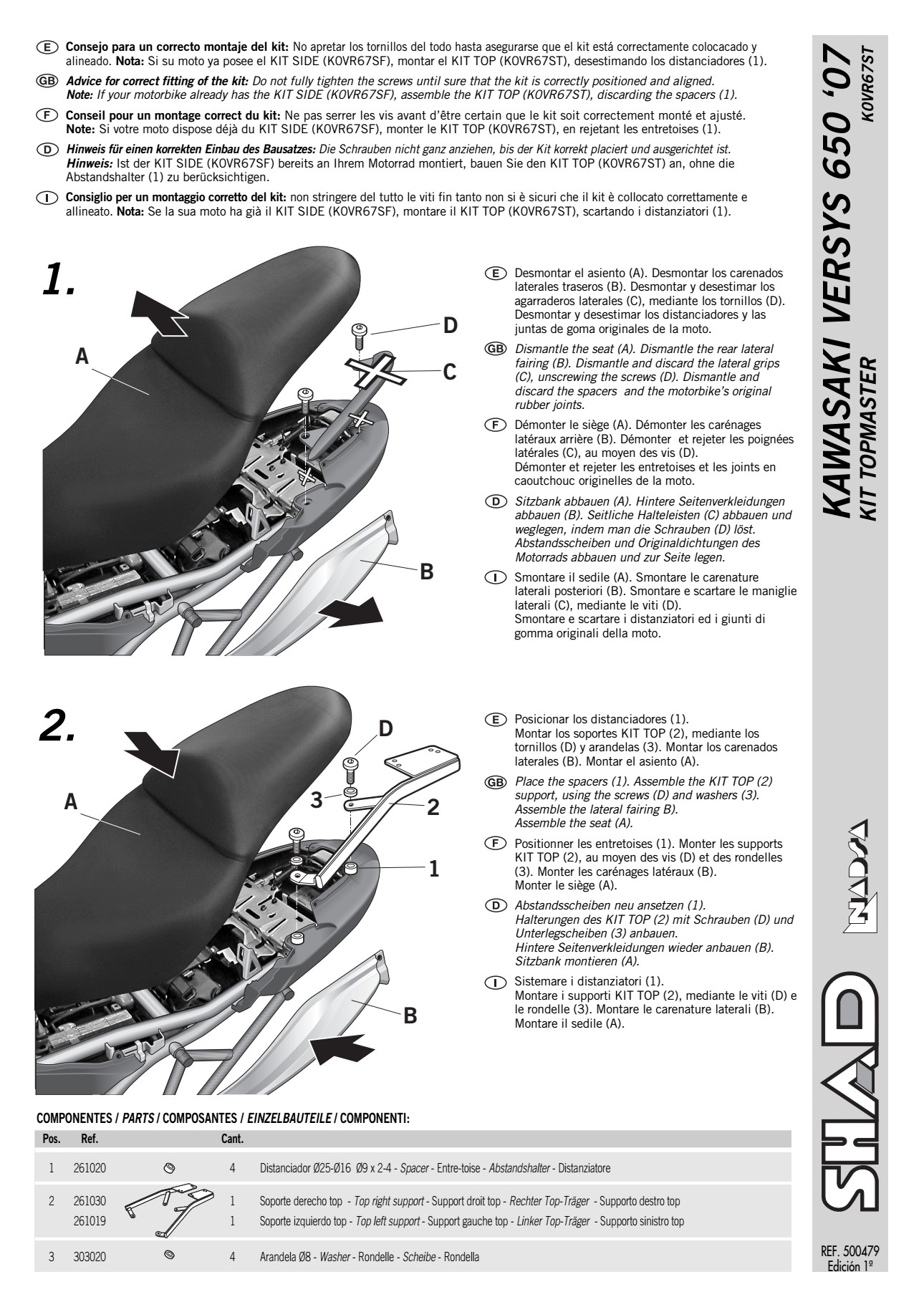 STELAŻ SHAD KSHK0VR67ST KAWASAKI VERSYS 650 - 07/09