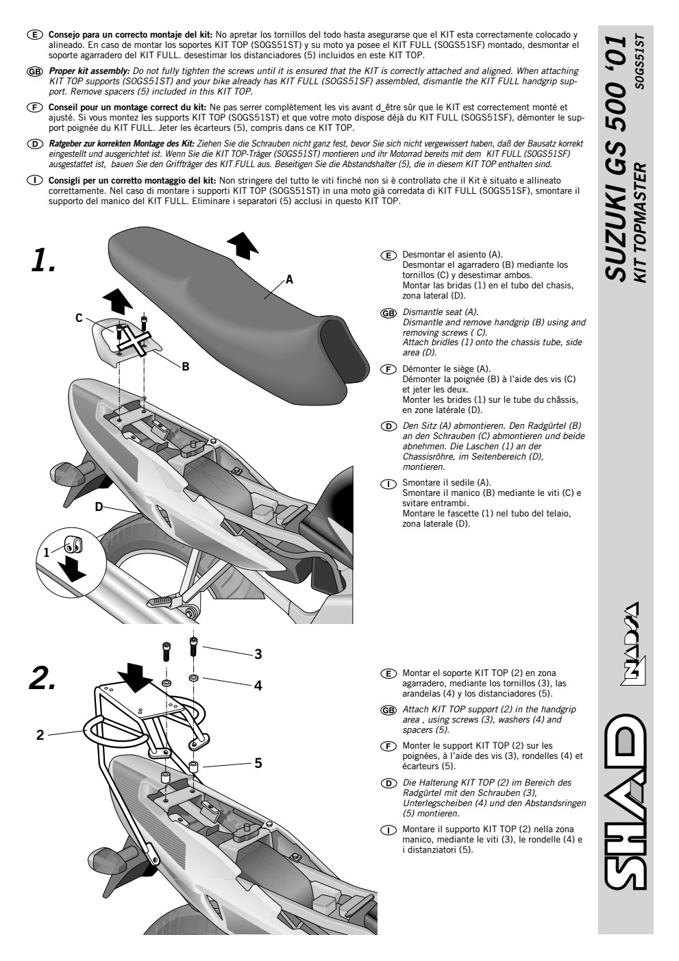 STELAŻ SHAD KSHS0GS51ST SUZUKI GS500 - 01/11
