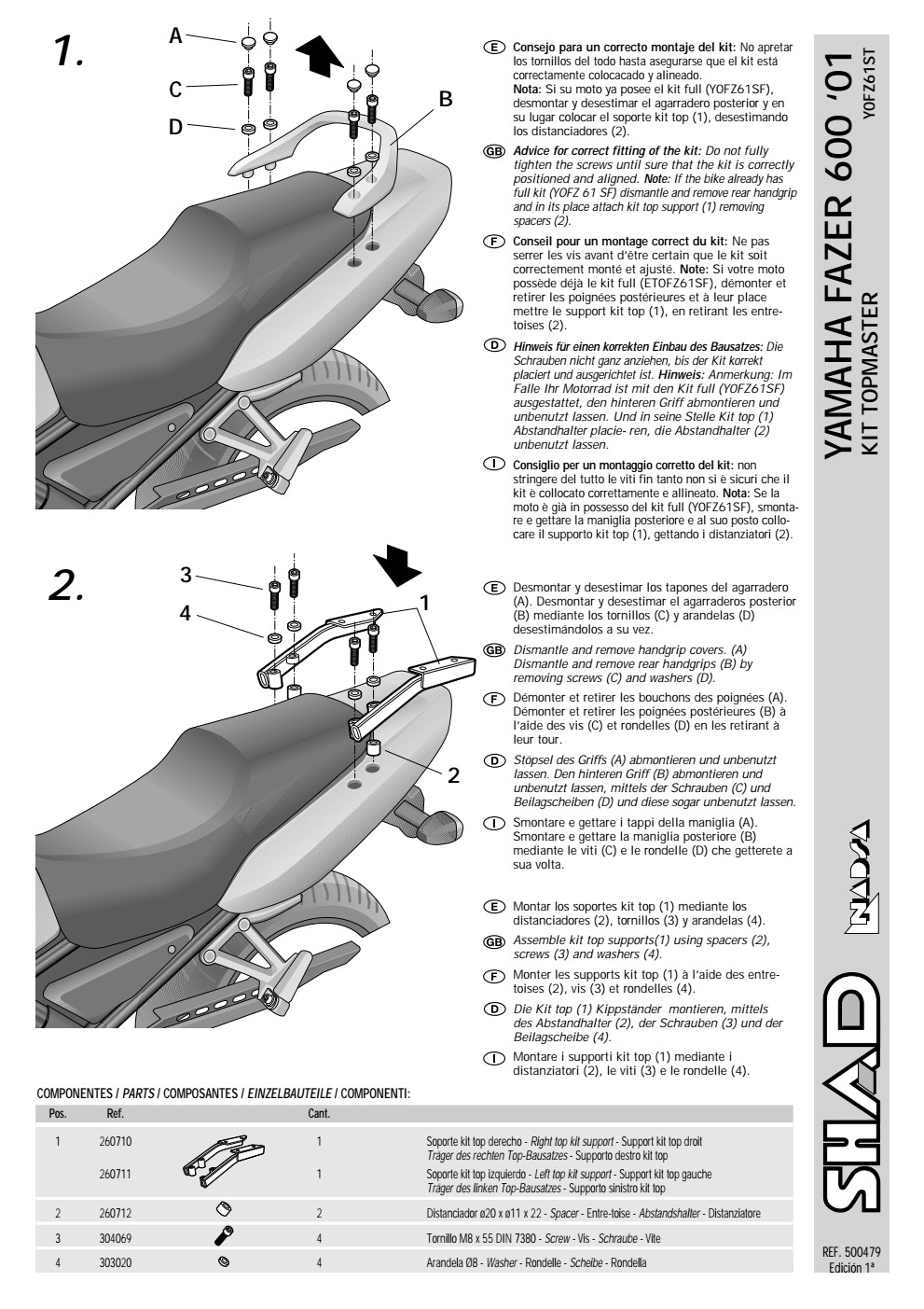 STELAŻ SHAD KSHY0FZ61ST YAMAHA FAZER 600 - 01/03