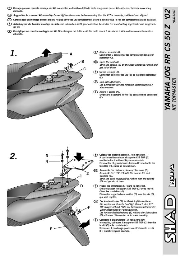 SHAD KSHY0JG52ST STELAŻ KUFRA TYŁ DO YAMAHA JOG II 50