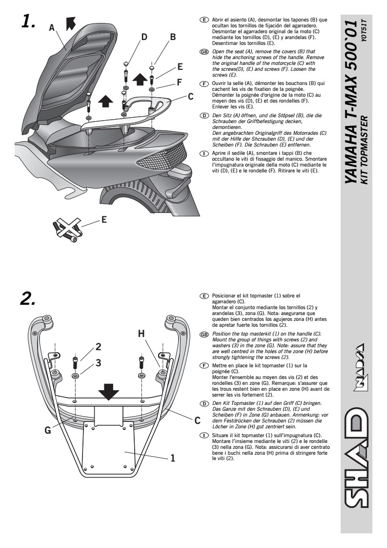 STELAŻ SHAD KSHY0T51T YAMAHA T-MAX XP 500 - 01/07