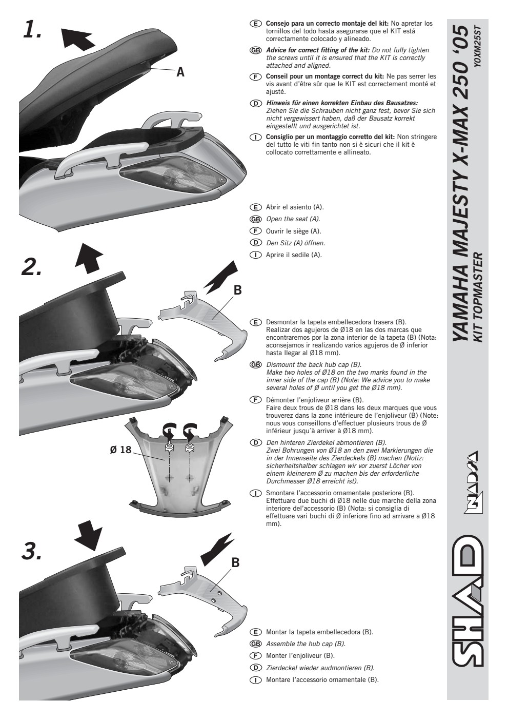 STELAŻ SHAD KSHY0XM25ST YAMAHA X-MAX 125 250 - 05/09