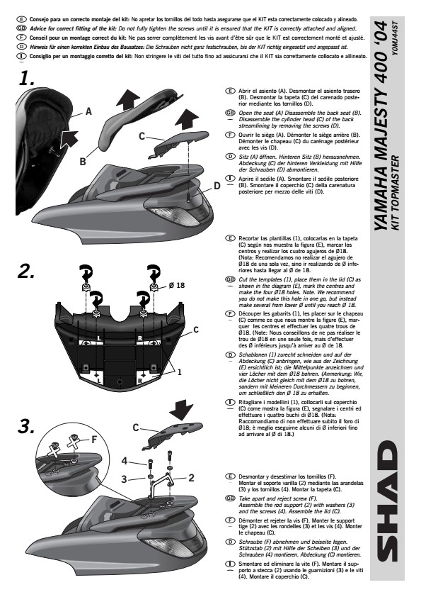 STELAŻ SHAD KSHY0MJ44ST YAMAHA MAJESTY 400 - 04/12