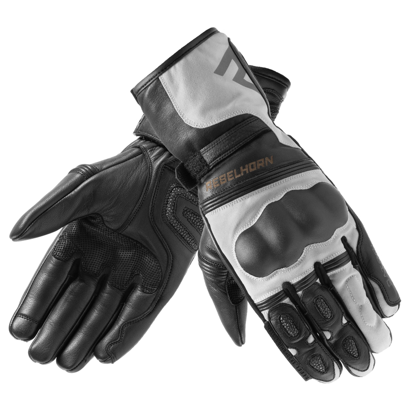 REBELHORN RĘKAWICE SKÓRZ. PATROL LONG BLACK/GREY