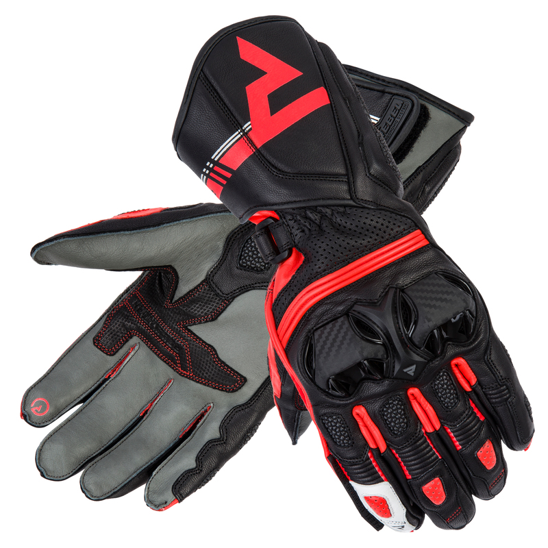 REBELHORN RĘKAWICE SKÓRZANE ST LONG BLACK/G/FLO R
