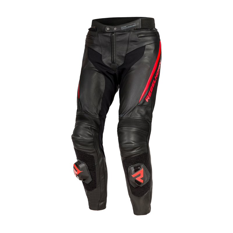 REBELHORN SPODNIE SKÓRZANE FIGHTER BLACK/FLO RED