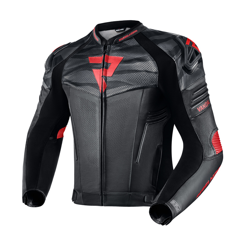 REBELHORN KURTKA SKÓRZANA VANDAL BLACK/FLO RED