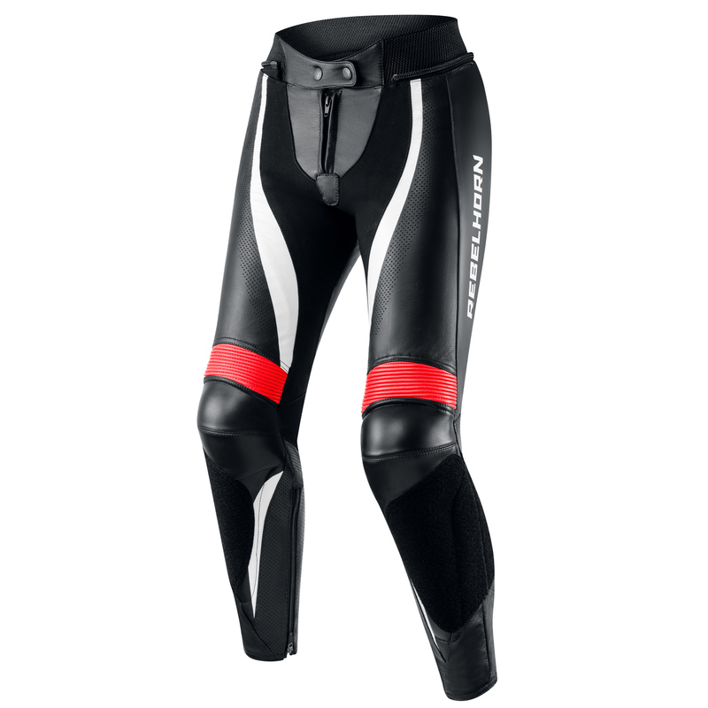 REBELHORN SPODNIE SKÓRZANE REBEL LADY BL/FLO RED/W