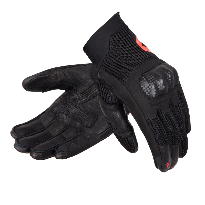 REBELHORN RĘKAWICE SKÓRZANE GAP III BLACK/FLUO RED