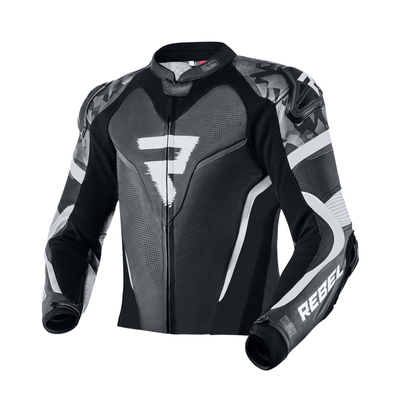 REBELHORN KURTKA MOTOC SKÓRZANA REBEL BLACK/WHITE