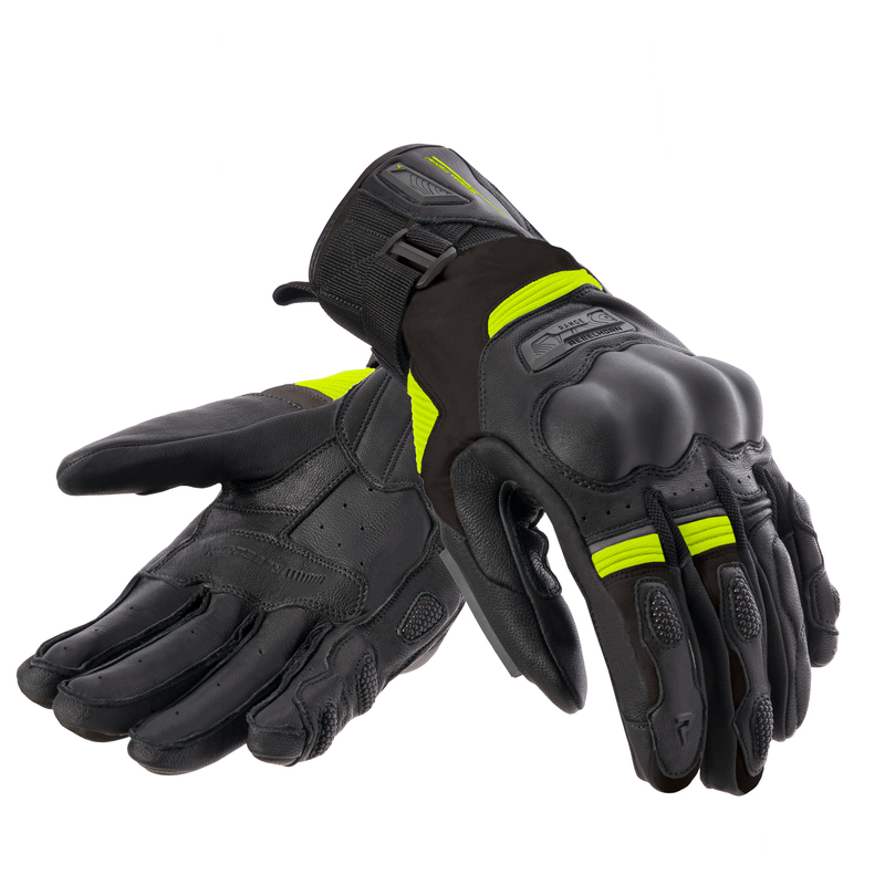 REBELHORN RĘKAWICE SKÓRZANE RANGE BLACK/ANT/FL YEL