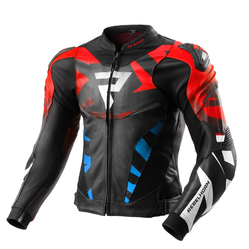 REBELHORN KURTKA SKÓRZANA INFERNO BLACK/BLUE/WH/RE