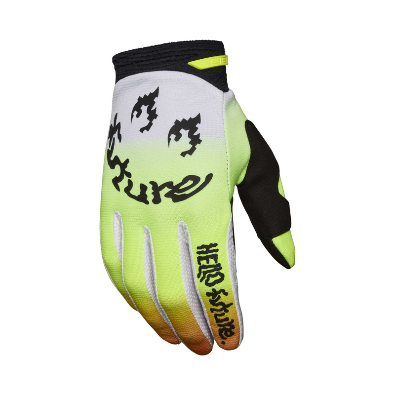 FOX RĘKAWICE OFF-ROAD 180 HELLO FUTURE WHITE/YELLO