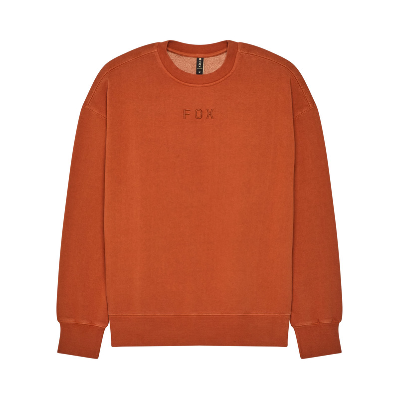 FOX BLUZA WORDMARK OVERSIZED FLEECE CREW COGNAC