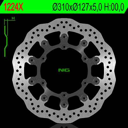 NG1224X TARCZA HAMULCOWA KTM 450/525/560 SMR, HUSQVARNA (310X127X5) (6X6,5MM)