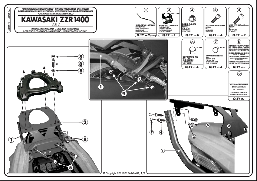 GIVI 4106FZ STELAŻ CENTRALNY KUFRA KAWASAKI ZZR 1400 (12 > 15)