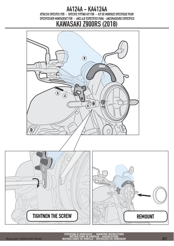 GIVI A4124A MOCOWANIE SZYBY A200/A210 KAWASAKI Z900 RS