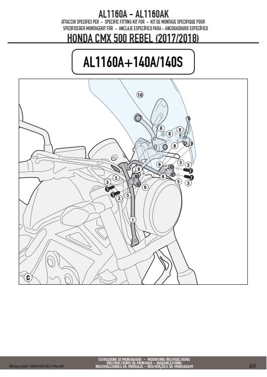 KAPPA AL1160AK MOCOWANIE SZYB 100ALBK, 140AK, 140SK HONDA