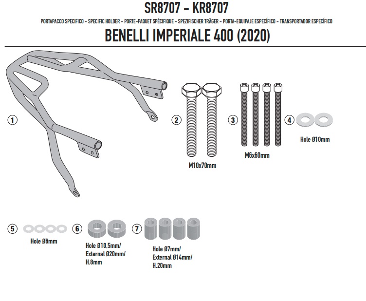 GIVI STELAŻ KUFRA CENTRALNEGO BENELLI 400 20 > 22