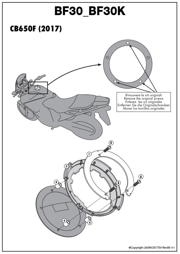 GIVI BF30 MOCOWANIE TANKLOCK HONDA CB 650F/CBR 1000RR