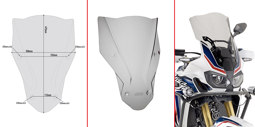 GIVI D1144S SZYBA DYMIONA 47,5 x 35 cm HONDA CRF 1000L